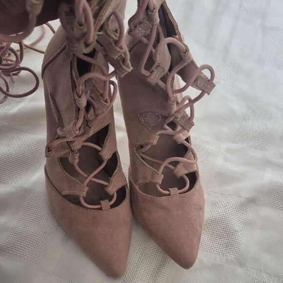 Fashion Nova Tan Over the Knee Lace-Up Boots - Picture 4 of 16